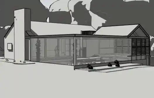 Sketchup model showing styles and shadows function